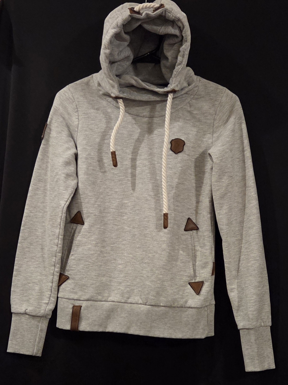 Naketano Grey Brave New Word Cowl Neck Pullover Hoodie - Size S